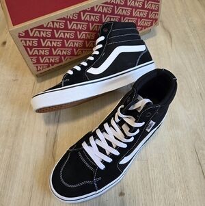 Vans Filmore Hi Black White Sneakers Suede/Canvas High Top Men's Size 9.5